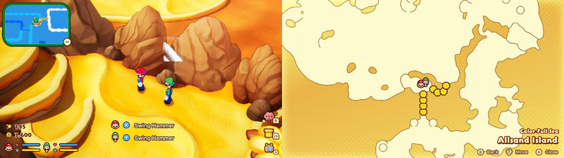 Hidden blocks 2-3 in Allsand Island from Mario & Luigi: Brothership