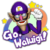 Waluigi's sprite at the beginning of his turn from Mario Party 6