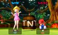 Princess Peach beats Mario in a round of Match Play.