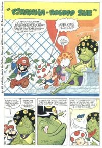 Piranha-Round Sue, page 1 of the Super Mario comic published by the Nintendo Comics System.