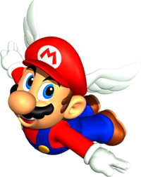 Artwork of Wing Mario in the original Super Mario 64.