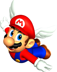 Artwork of Wing Mario in the original Super Mario 64.