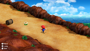 Mario finding a Flower on the Booster Hill of Super Mario RPG.