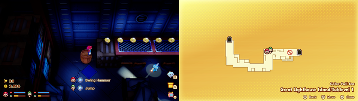 Mario and Luigi near 8 Coins on Great Lighthouse Island of Color-Full Sea of Mario & Luigi: Brothership.