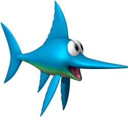 Artwork of Enguarde the Swordfish from Donkey Kong: Barrel Blast