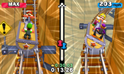 Handcar Havoc* Work the handcar in tandem to reach the goal! Pump the lever to speed up!