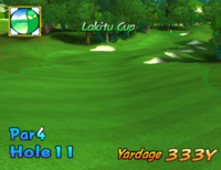 Hole 11 of Lakitu Valley from Mario Golf: Toadstool Tour.