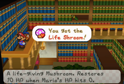 Obtaining the Life Shroom in Peach's Castle