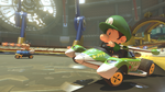 Baby Luigi driving across the clock