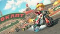Peach and other racers passing the finish line