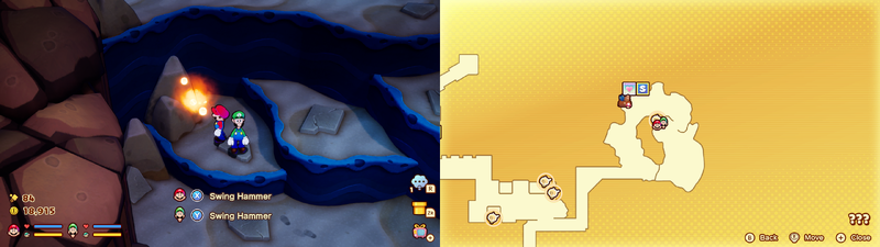 Mario and Luigi near a Sprite Bulb Nest on Offandon Island of Mario & Luigi: Brothership.