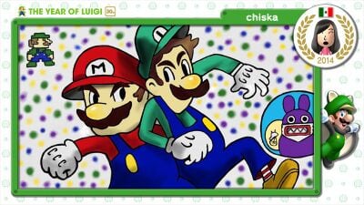 The Year of Luigi art submission created by Miiverse user chiska and selected by Nintendo