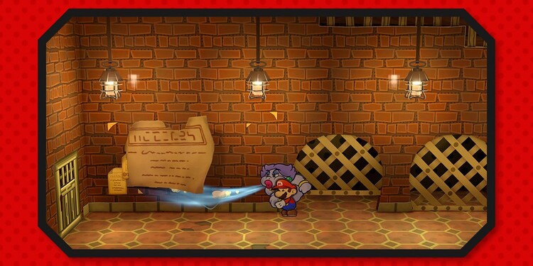 Image of Mario and Flurrie in Riverside Station shown with the seventh question of the Paper Mario Personality Quiz.