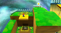 Mario in the Sky Station Galaxy.