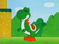 Yoshi hatches from the egg.