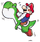 Artwork of Yoshi flying from Super Mario World.
