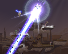 Lucario using its Final Smash, Aura Storm, in Super Smash Bros. Brawl