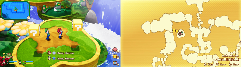 First hidden block in Florall Island from Mario & Luigi: Brothership.