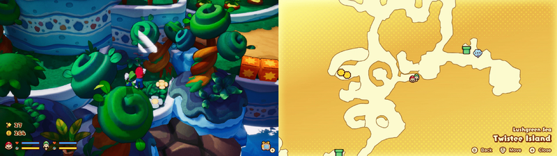 Third hidden block in Twistee Island from Mario & Luigi: Brothership.
