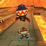 A Mii in the Chain Chomp Mii Racing Suit performing a Jump Boost.