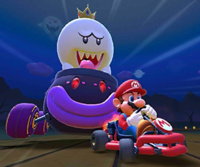 Thumbnail of the Dry Bones Cup challenge from the Mario Bros. Tour; a Vs. Mega King Boo challenge set on SNES Ghost Valley 1 (reused as the Daisy Cup's bonus challenge in the Samurai Tour)