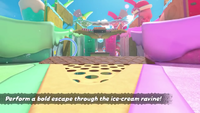 Mario Kart World P-Switch Mission "Perform a bold escape through the ice-cream ravine!"
