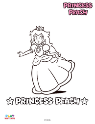 Line art of Princess Peach from a paint-by-number activity