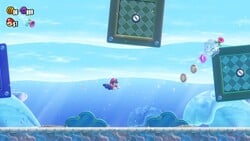 Mario swimming in the Badge Challenge Dolphin Kick I level in Super Mario Bros. Wonder