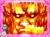Wario fighting Terrormisu's third form (Angry Form) in the final boss battle.