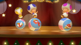 Toad circus minigame in Super Mario Party Jamboree