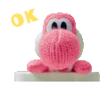 Pink Yoshi saying OK.