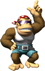 Artwork of Funky Kong for DK: Jungle Climber (reused for Mario Kart Wii and Mario Super Sluggers)