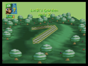 The seventh hole of Luigi's Garden from Mario Golf (Nintendo 64)