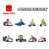 Promotional image of the March 2022 Mario Kart Happy Meal toys.