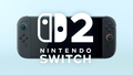 The Nintendo Switch 2 in handheld mode, with the logo in front