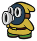 The Yellow Snifit sprite from Paper Mario: Color Splash.