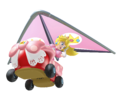Princess Peach's kart, equipped with the Roller tires