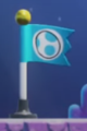 A Checkpoint Flag activated by Light-Blue Yoshi