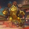 Squared screenshot of a golden Bowser statue from Super Mario Odyssey. This one seems to be modeled after Raijin.