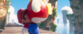 Mario with a Cheep Cheep latched onto his face