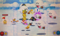 A screenshot of the Minion Quest: The Search for Bowser level, "Boo Party!".