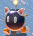 A Cat Bob-Omb in Bowser's Fury