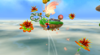 Mario using Floaty Fluff in Super Mario Galaxy 2.