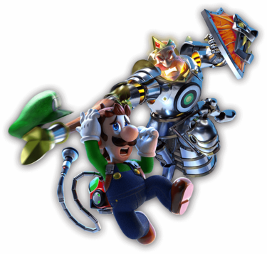 Artwork of King MacFrights and Luigi from Luigi's Mansion 3