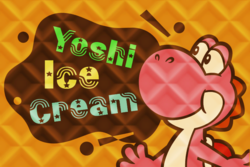 The sign of Yoshi Ice Cream in Mario Kart 8 Deluxe