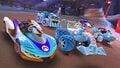 In-game view of the karts featured in the Penguin Tour's Snow Karts Pipe