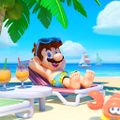 Summer 2020 artwork from Twitter of Mario relaxing at a beach