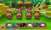 Screenshot of World 5-1, from Puzzle & Dragons: Super Mario Bros. Edition.