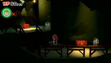 Hidden Toad No. 6 of Earth Vellumental Temple in Paper Mario: The Origami King