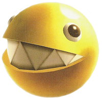Artwork of a Gold Chomp from Super Mario Galaxy 2